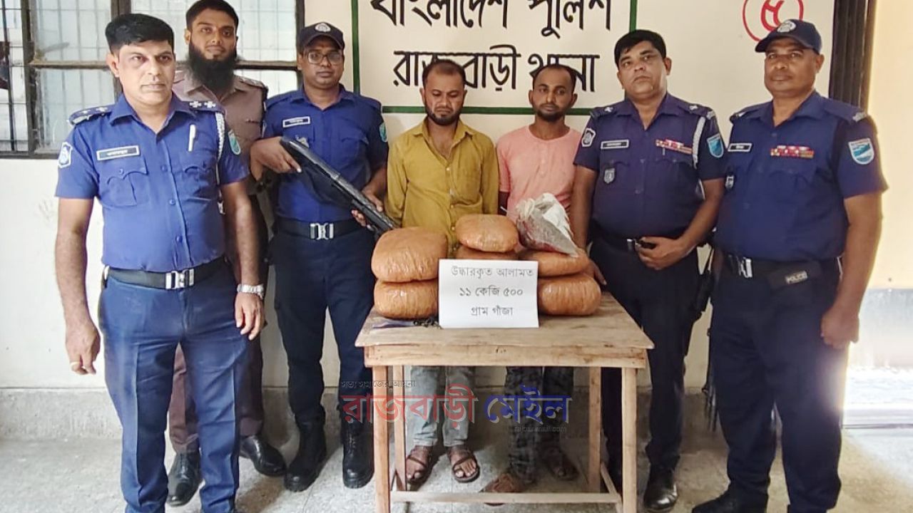 রাজবাড়ীতে সাড়ে ১১ কেজি গাঁজাসহ দুইজন গ্রেপ্তার, জব্দ সিএনজিচালিত অটোরিকশা